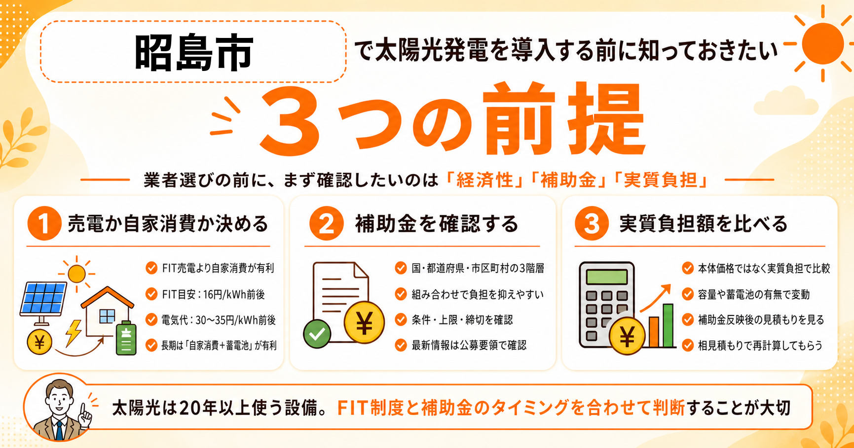 昭島市で太陽光発電を導入する前に知っておきたい3つの前提