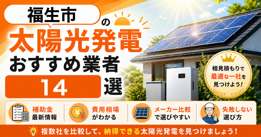 福生市の太陽光発電おすすめ業者｜補助金の活用方法・失敗しない選び方