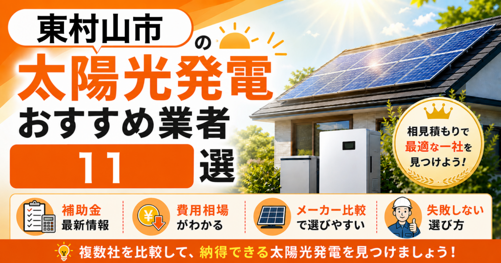 東村山市の太陽光発電おすすめ業者｜補助金の活用方法・失敗しない選び方