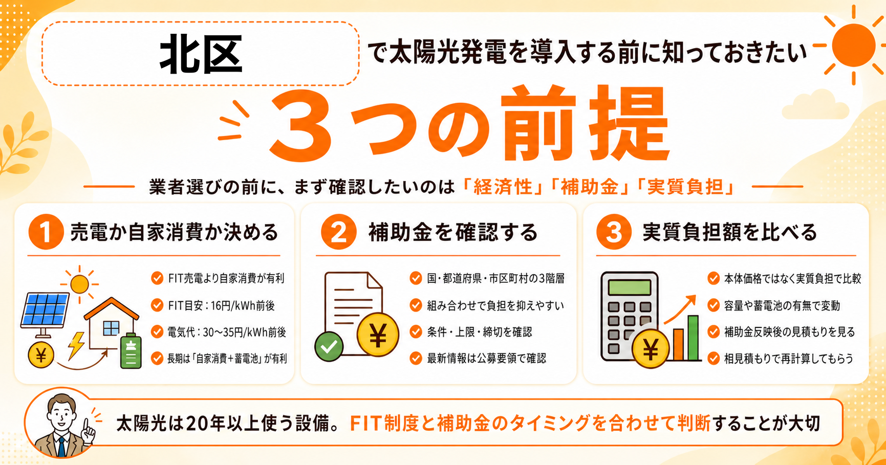 北区で太陽光発電を導入する前に知っておきたい3つの前提