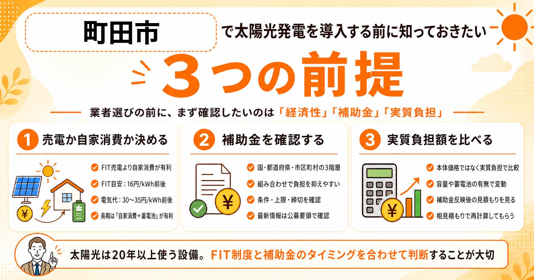 町田市で太陽光発電を導入する前に知っておきたい3つの前提