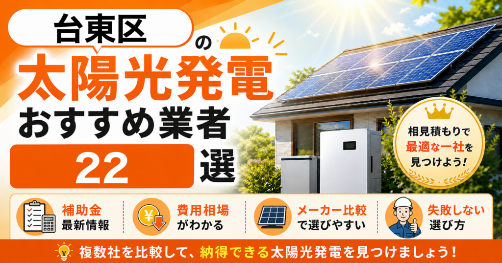 台東区の太陽光発電おすすめ業者22選｜補助金の活用方法・失敗しない選び方